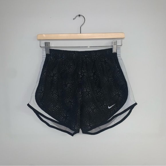 Nike Shorts Women's Size Small Black White Grey Spotted Star Lined Tempo Running - Picture 2 of 8